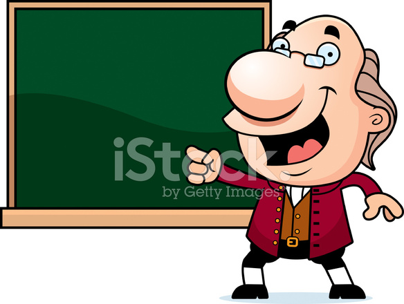 584x440 Cartoon Ben Franklin Chalkboard Stock Vector