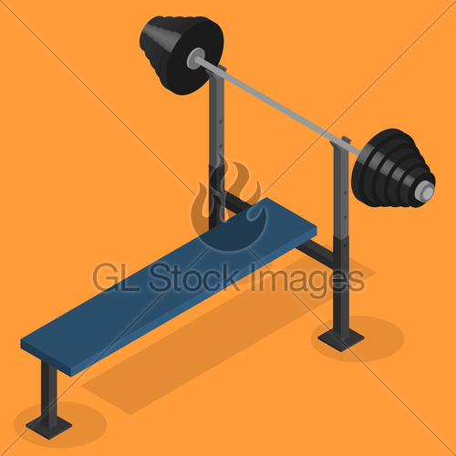 500x500 Barbell Bench Press In 3 D, Vector Illustration. Gl Stock Images