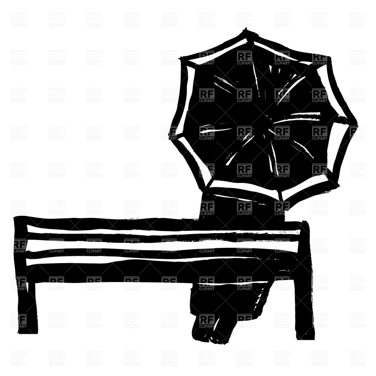 1200x1200 Man With Umbrella On The Bench Vector Image Vector Artwork Of