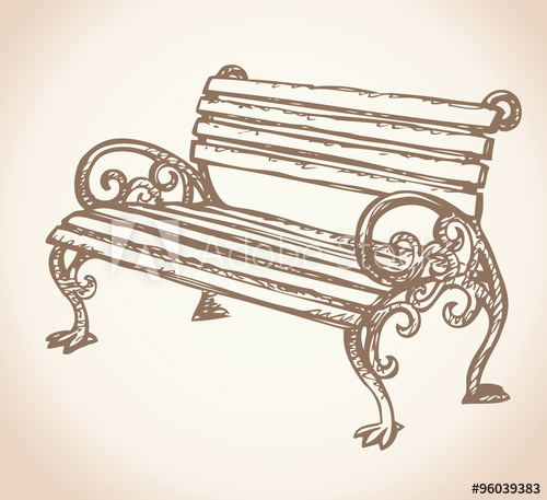 500x457 Park Bench. Vector Drawing