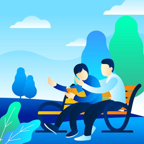 490x490 People Talking At The Bench Vector