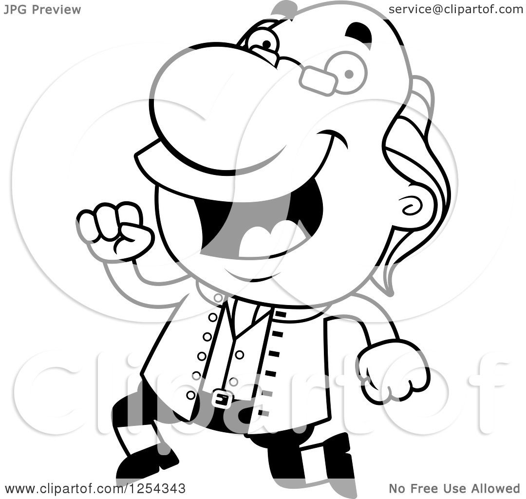 1080x1024 Clipart Of Black And White Benjamin Franklin Running