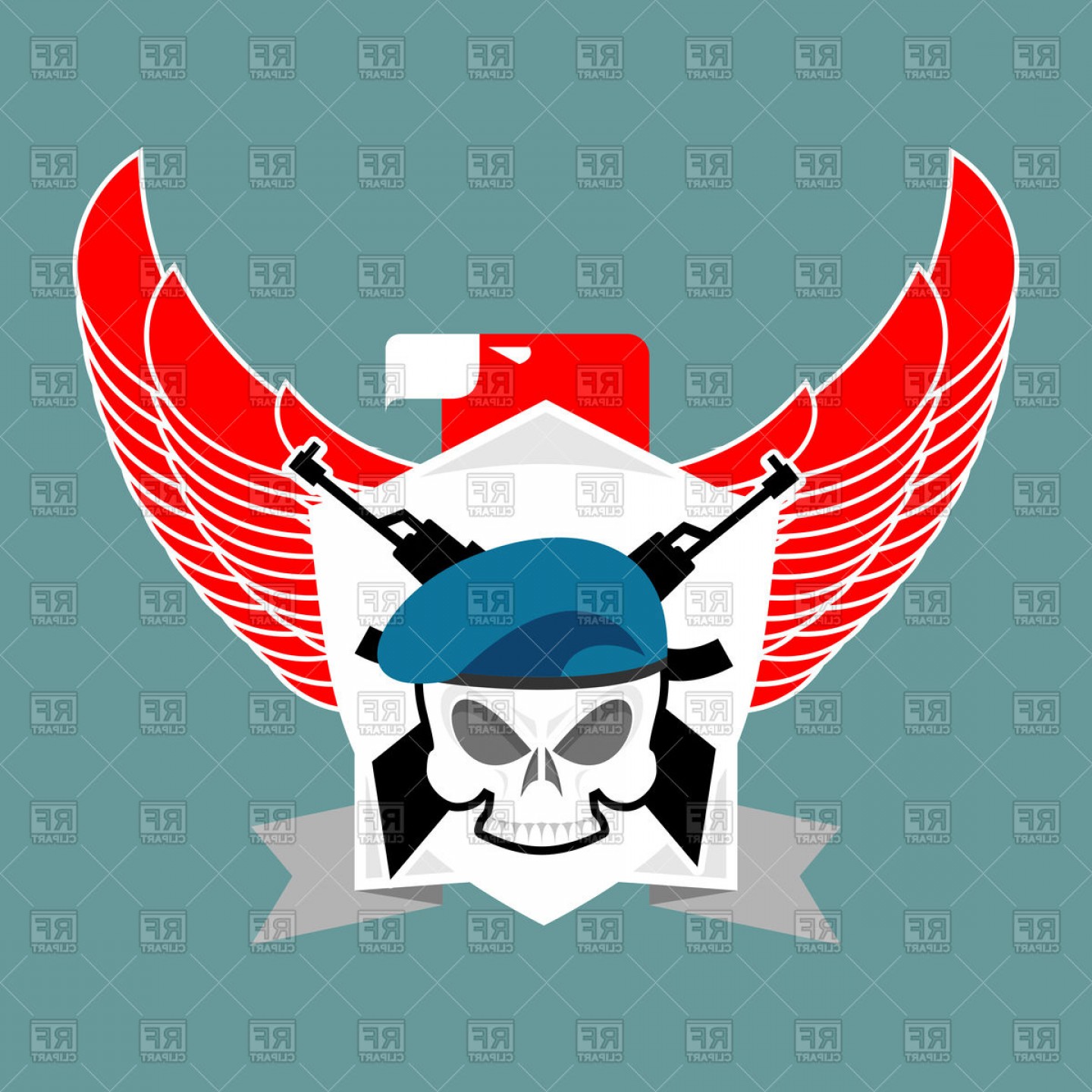 1440x1440 Military Emblem Skull In Beret Vector Clipart Shopatcloth