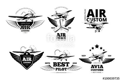 500x334 Airplane Emblems Vector Labels. Aviation Logo, Flight And Best