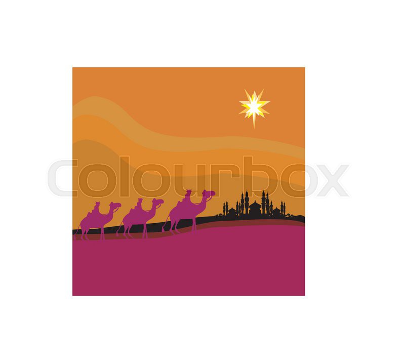 800x703 Classic Three Magic Scene And Shining Star Of Bethlehem, Vector