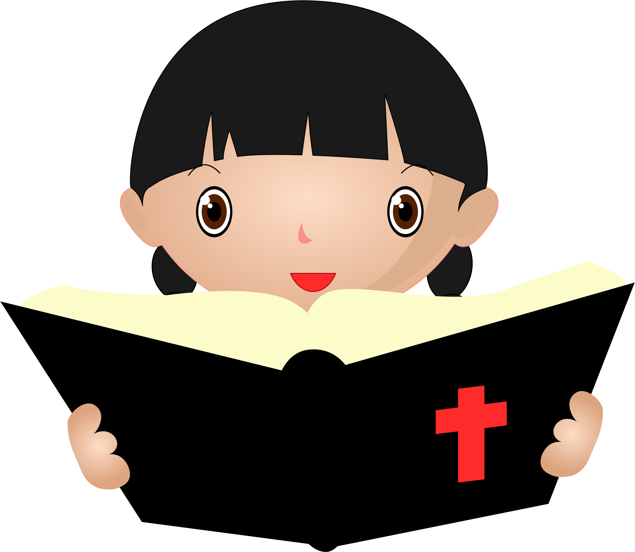 2020x1756 Girl Studying The Bible Vector Clipart Image