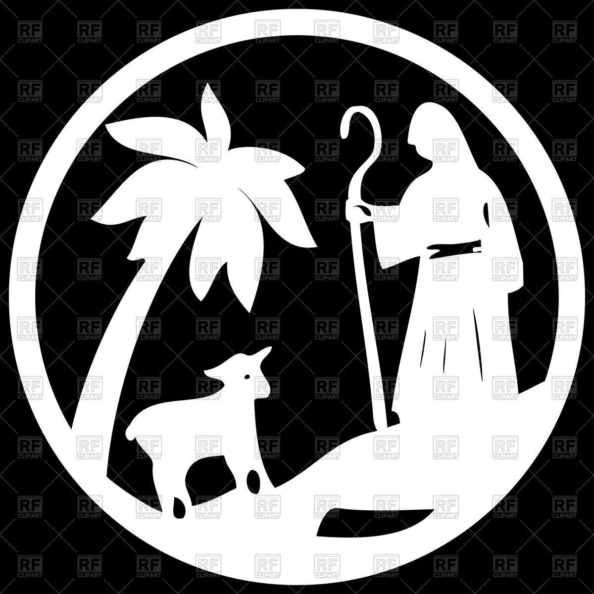 1200x1200 Shepherd And Sheep Icon. Scene Of The Holy Bible. Vector Image