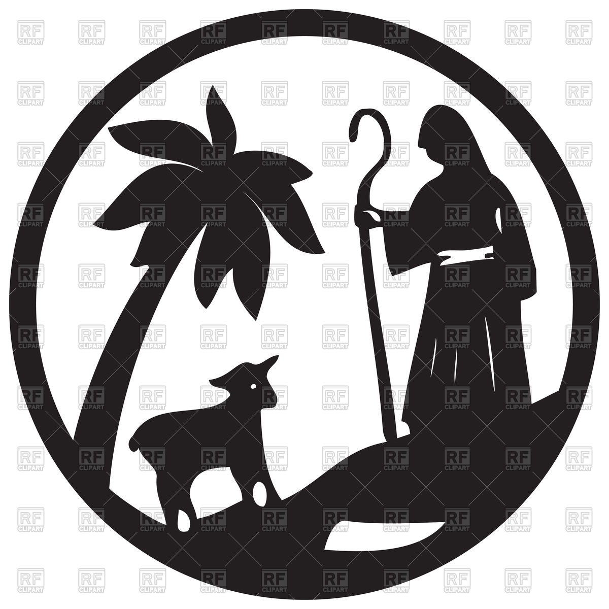 1200x1200 Shepherd And Sheep Silhouette, Scene Of The Holy Bible Vector