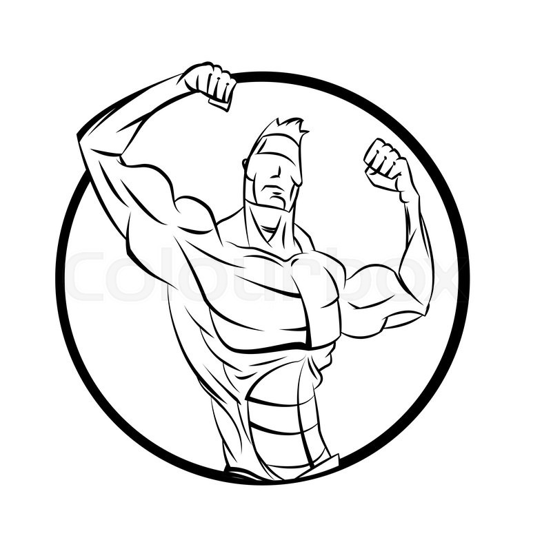 786x800 Bodybuilder From The Front Double Biceps. Sports Vector Symbol