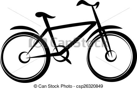 450x292 Mountain Bike, Bicycle Silhouette In Simple Black Lines.