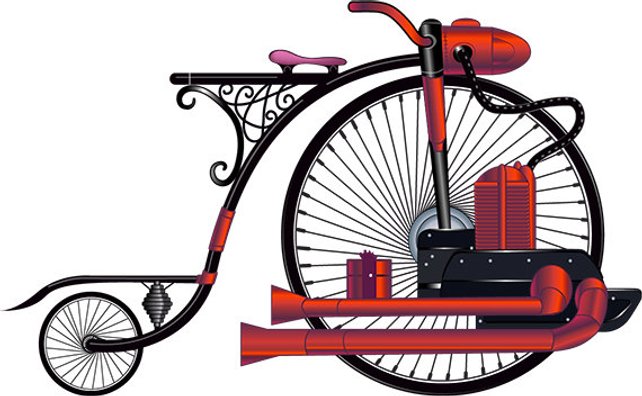 642x396 Steampunk Bike Vector Art Print Etsy