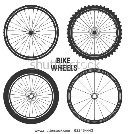 450x470 Mountain Bike Wheel And Tire Set Silhouettes Bicycle Road Stock