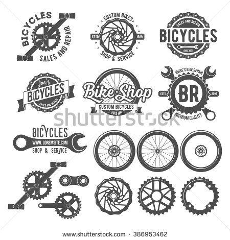 450x470 Set Of Vintage And Modern Bike Shop Logo Badges And Labels. Cycle