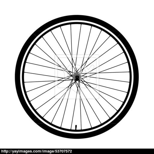 512x512 Silhouette Of A Bicycle Wheel Vector
