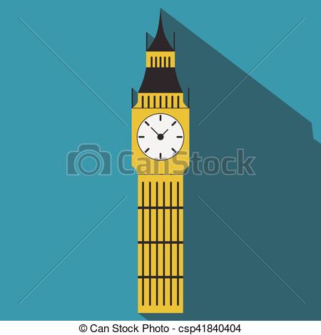450x470 Big Ben Flat Vector Long Shadow Design.