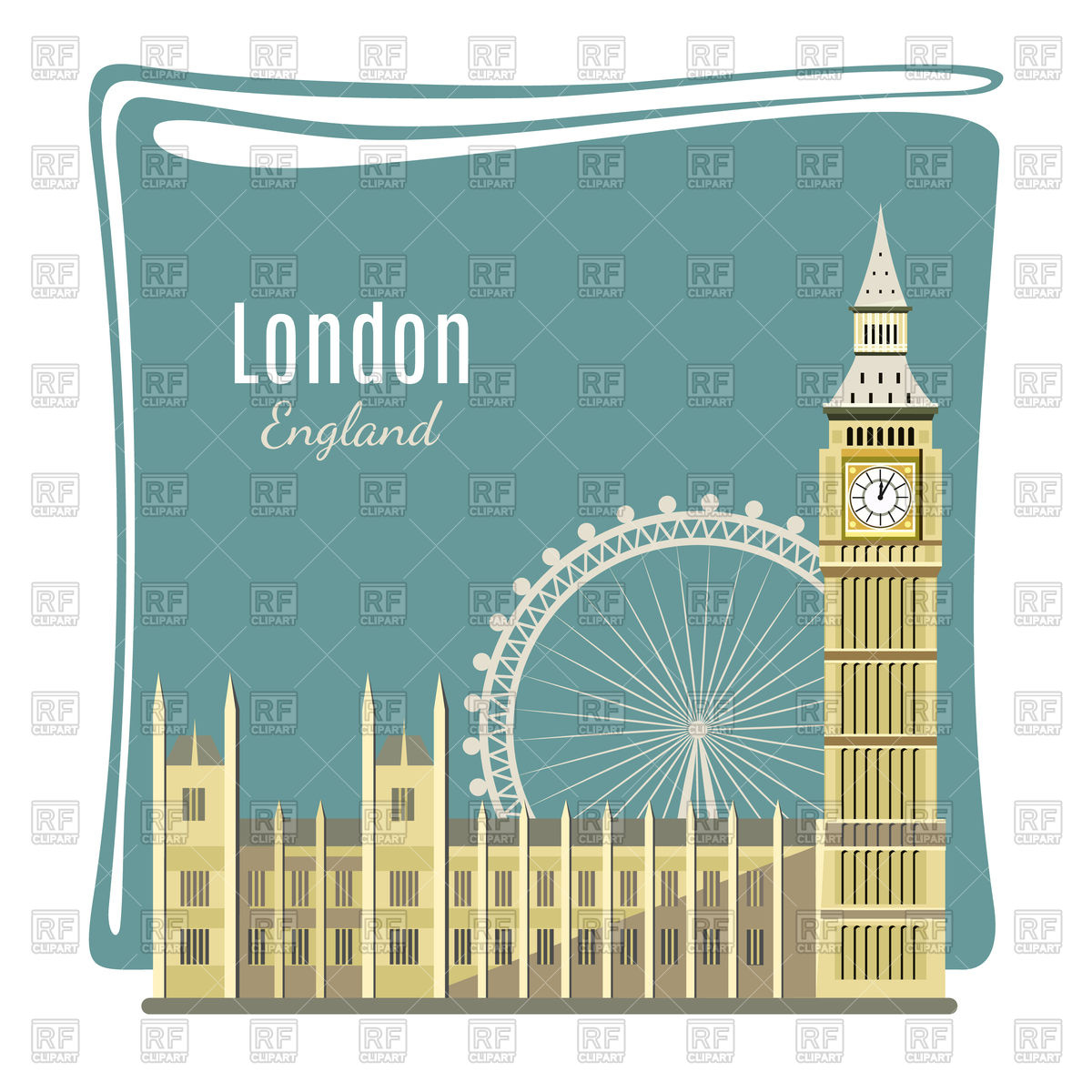1200x1200 London Landmark Card With Big Ben Vector Image Vector Artwork Of