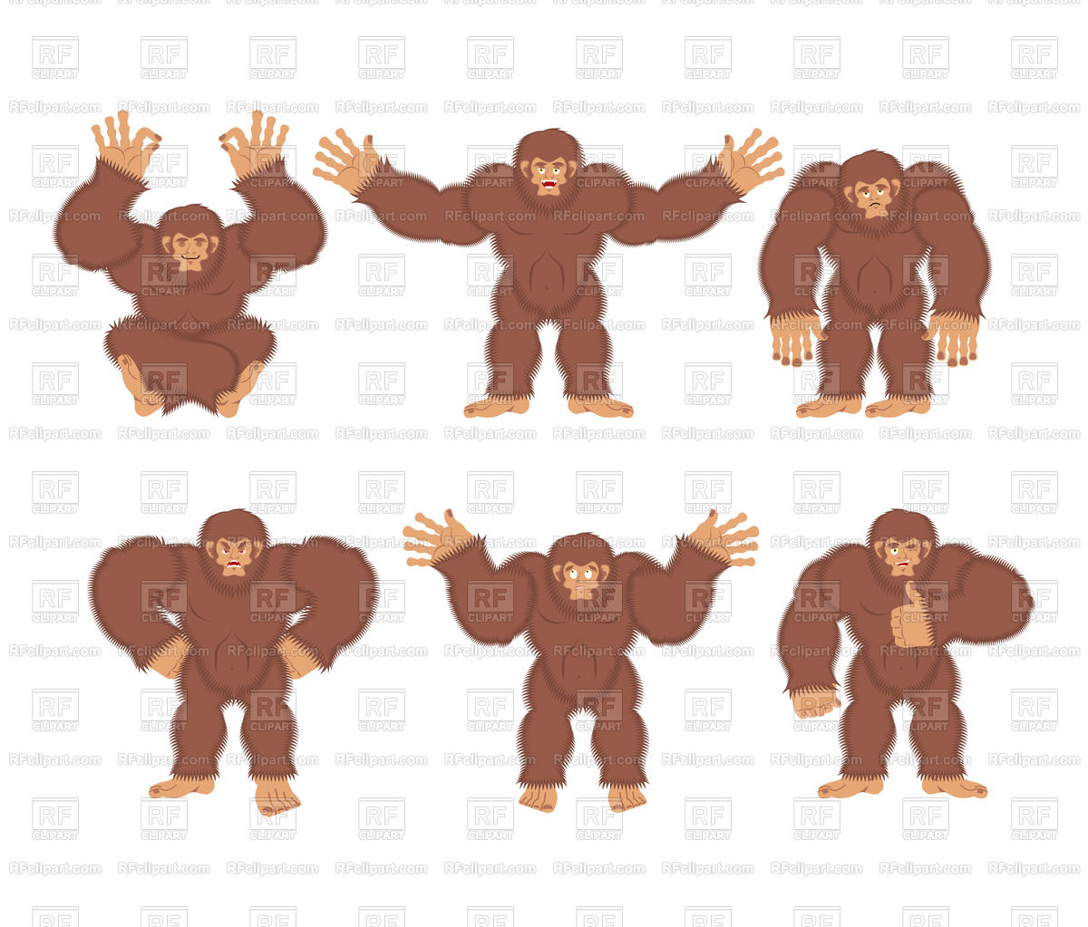 1200x1023 Bigfoot Poses Set Vector Image Vector Artwork Of Plants And