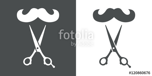 500x250 Icono Plano Bigote Y Tijeras Gris Stock Image And Royalty Free