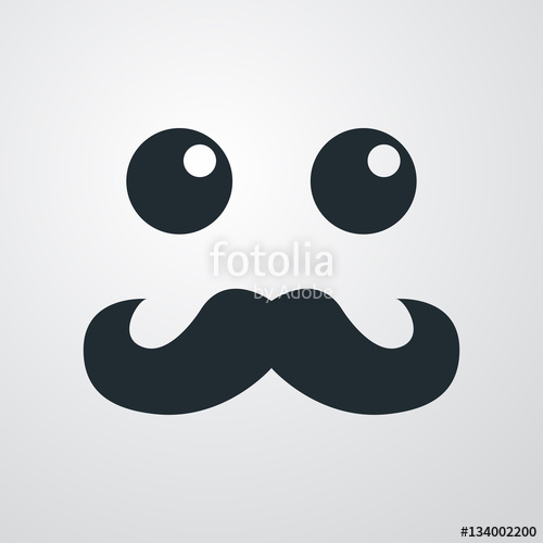 500x500 Icono Plano Cara Con Bigote Estilo Kawaii En Fondo Degradado