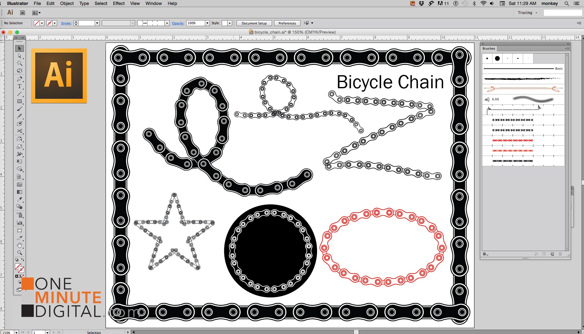 1881x1075 Make A Bicycle Chain Brush In Illustrator