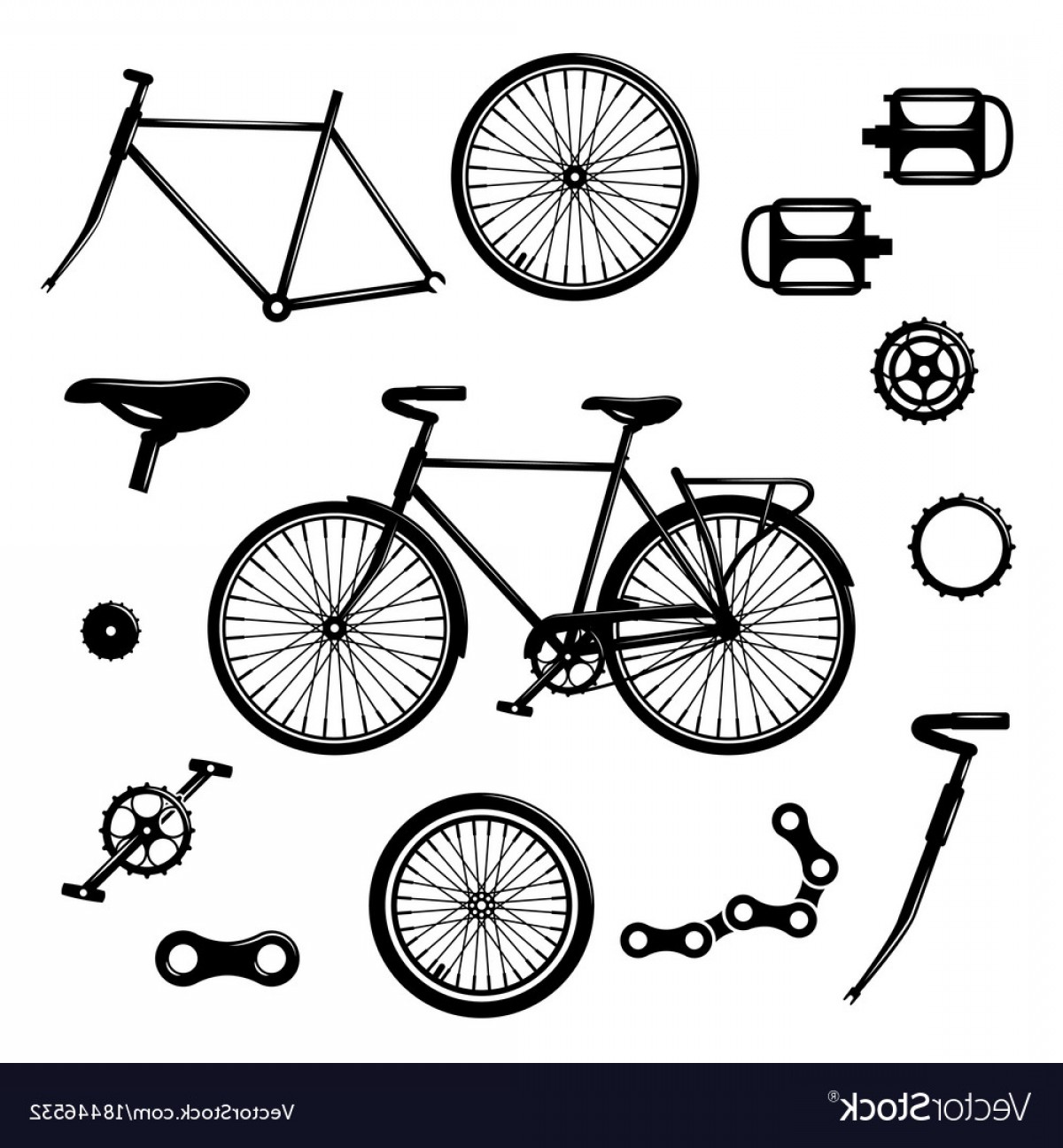 1200x1296 Bike Parts Bicycle Equipment And Components Vector Lazttweet