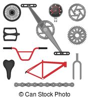 180x195 Bike Parts. Bicycle Equipment And Components Isolated Vector Set