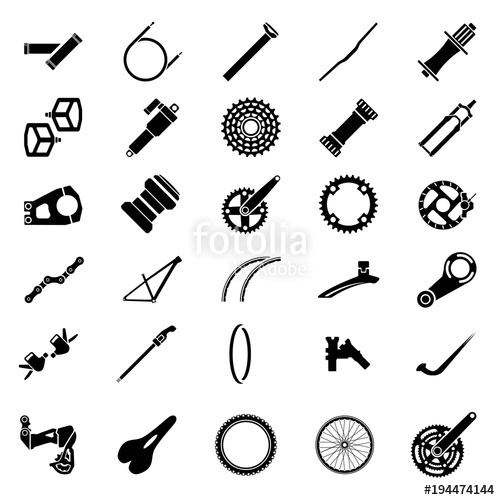 500x500 Fresh Bicycle Part Icons Pack. Icon Of Bicycle Component.mountain