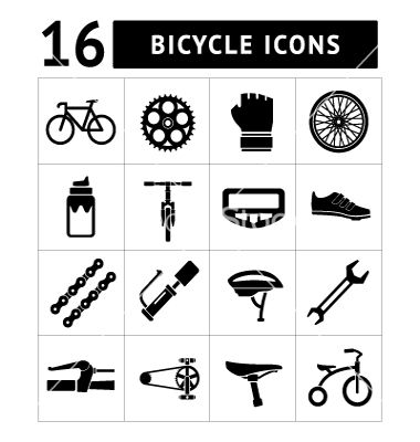 380x400 Set Icons Of Bicycle Biking Bike Parts Vector By Motorama
