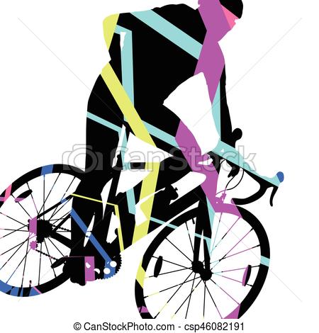 450x470 Sport Road Bike Riders Bicycle Silhouette In Abstract Mosaic
