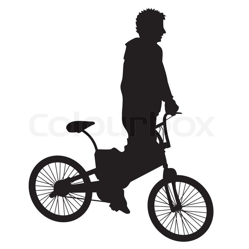 800x800 Bicycle Rider Vector Silhouette Isolated On White Stock Vector