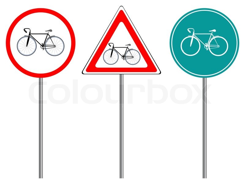 800x600 Bike Traffic Signs Against White Background, Abstract Vector Art