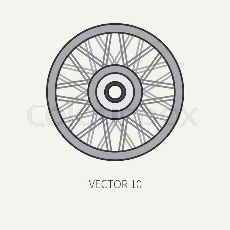 800x800 Line Flat Color Vector Motorcycle Icon Classic Bike Wheel