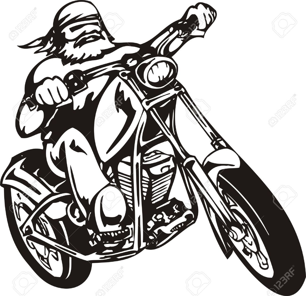 1300x1259 Biker On Motorcycle. Vector Illustration Cards
