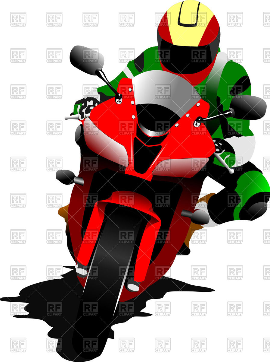 897x1200 Sport Bike With Biker Vector Image Vector Artwork Of