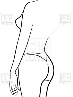 300x400 Outline Of Female Body Half Turn Back In Bikini Vector Image