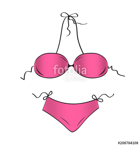 481x500 Red Bikini Vector Illustration, Fashion Girls, Vacation Summer