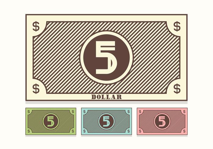 700x490 Retro 5 Dollar Bill Vector