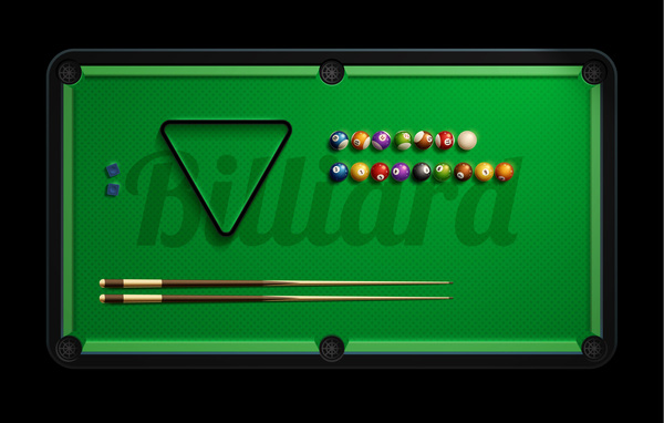 600x382 Pool Table With Billiard Vector Material 02