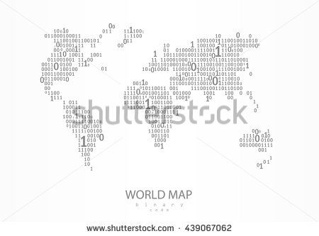 450x333 World Map Consist Of Binary Code. Vector Background For Your