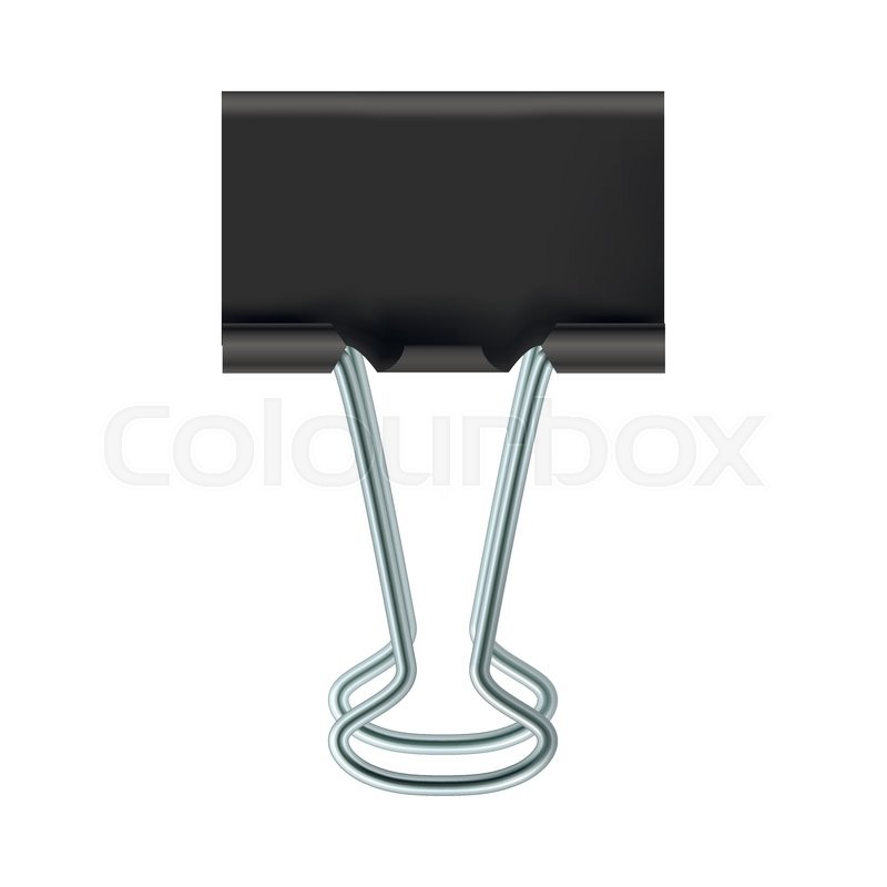 800x800 Black Binder Clip Icon In Realistic Style On A White Background