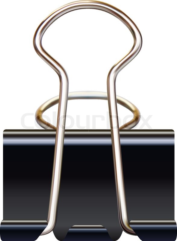 587x800 Black Paper Binder Clip On White Background Realistic Vector