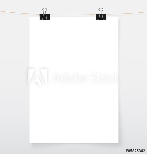 478x500 Blank Sheet Of Paper On Binder Clip. Vector Illustration
