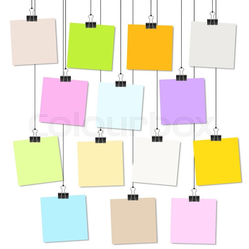 800x800 Empty Colored Papers With Binder Clips Hanging