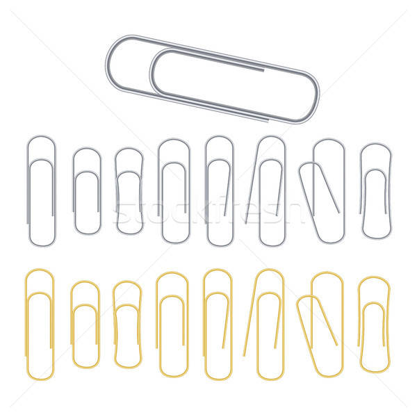 600x600 Small Binder Clips Vector Isolated On White. Realistic Paper Clip