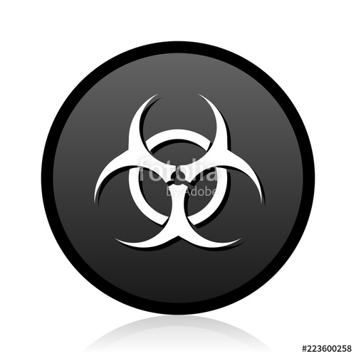 500x500 Biohazard Vector Black Icon. Round Virus Sign. Web Bacteria Symbol