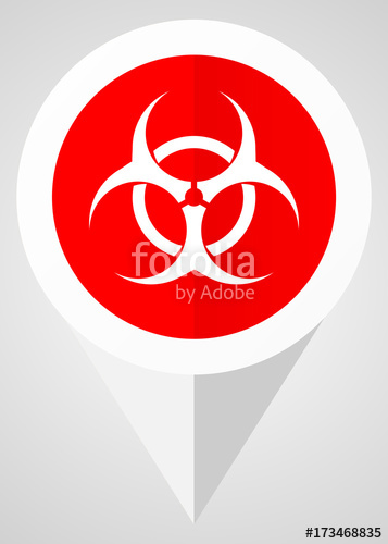 357x500 Biohazard Vector Icon. White And Red Web Pointer In Eps 10 For
