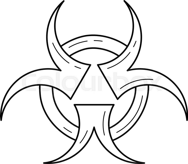 800x699 Biohazard Vector Line Icon Isolated On White Background. Warning