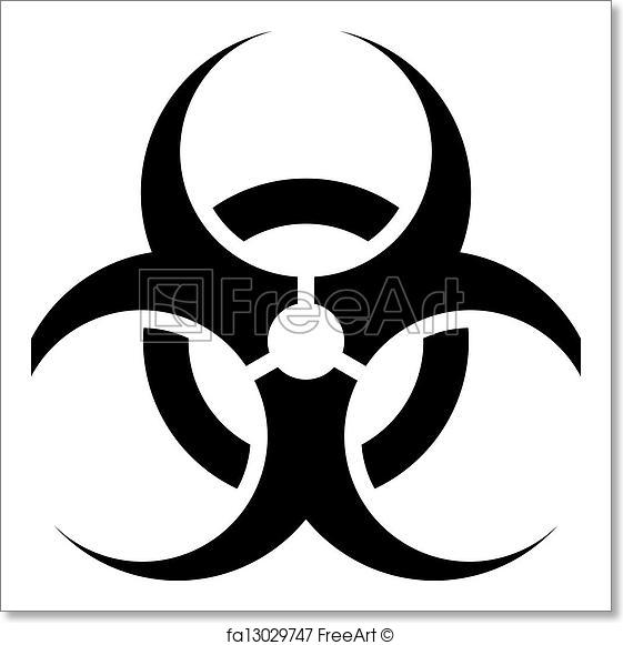 561x581 Free Art Print Of Black And White Biohazard Sign. Black And White