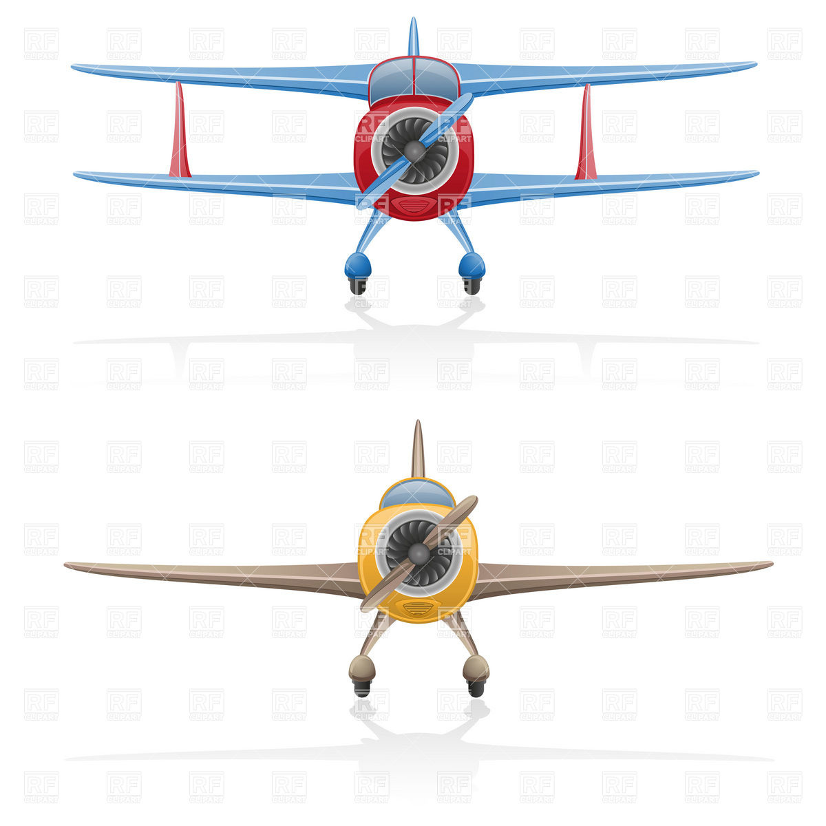 1200x1200 Front View Of Cartoon Biplane With Airscrew