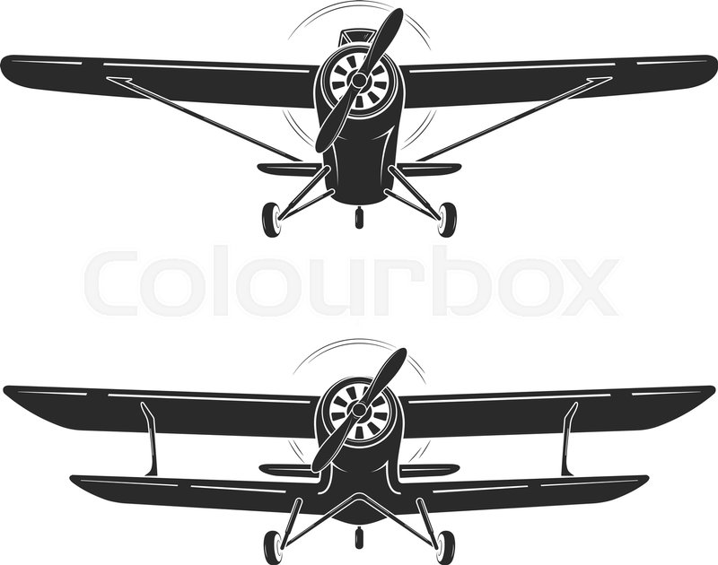 800x630 Old Retro Vintage Airplanes Emblem, Icon, Label. Monoplane And